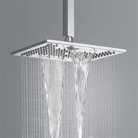 luxury 10 waterfall square rain shower head one functional in polished chrome solid brass 10