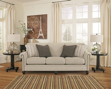 Ashley Milari Traditional Linen Upholstery Living Room Sofa 13000 38
