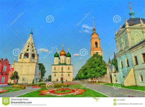 The Ensemble Of The Cathedral Square At Kolomna Kremlin Russia Stock