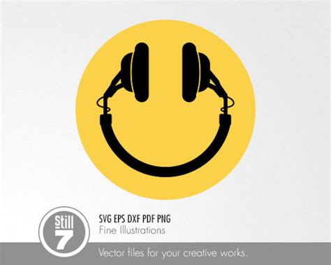 Happy Music Svg Smiley Headphones Svg Svg Cutting Files Etsy