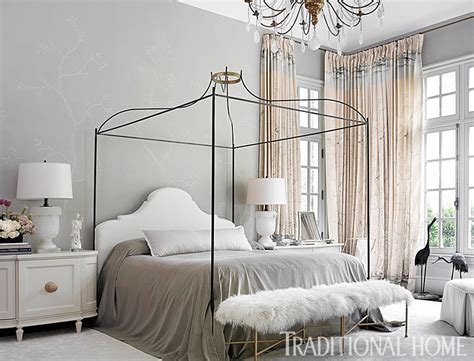 Grey is currently the decorating color of choice and people are looking for a dark grey bed stands out among the white walls and flooring. Make a Pretty Bed | Traditional Home