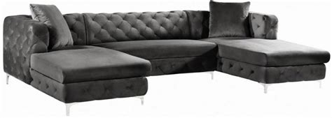 23128 sloan light grey velvet sectional sofa left face. Meridian Furniture 664 Gail Modern Grey Velvet Double ...