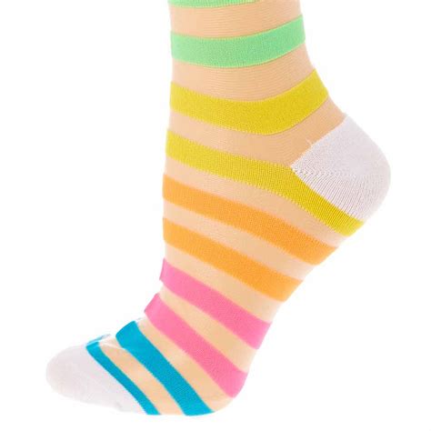 Knee High Sheer Striped Socks Claires