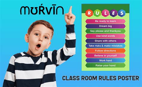 Murvin Large Classroom Rules Poster 11” X 17 “ For Preschool Home School