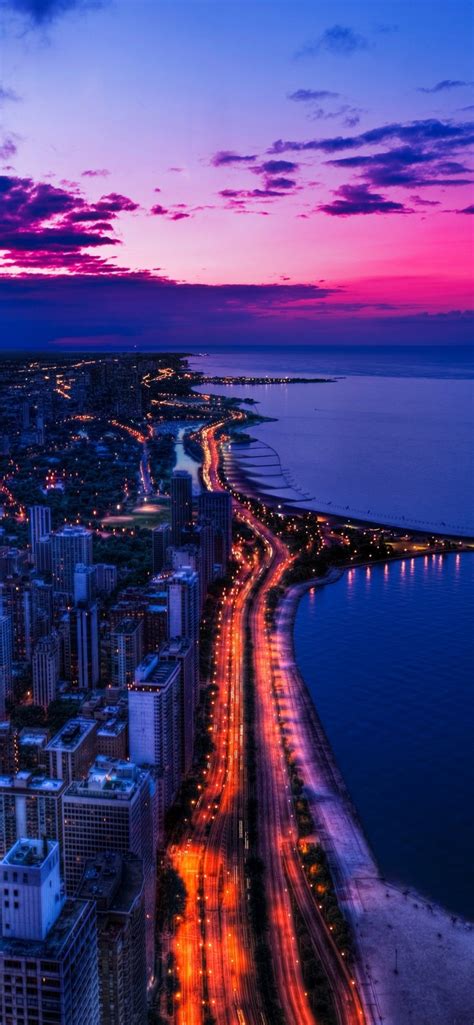 828x1792 Chicago City View At Sunset 828x1792 Resolution Wallpaper Hd