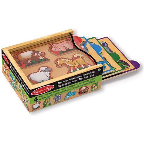 Melissa And Doug Animals Wooden Mini Puzzle Pack Set Of 4 Piece Adorable