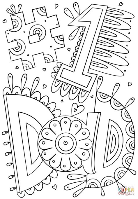 Best dad ever fathers day coloring page. #1 Dad Doodle coloring page | Free Printable Coloring Pages