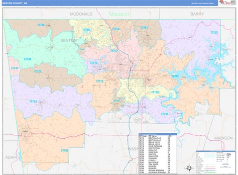 Benton County Ar Wall Map Color Cast Style By Marketmaps