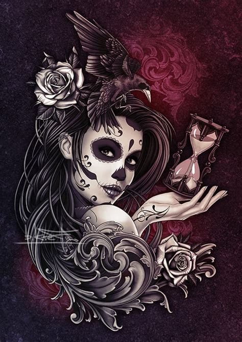 Day Of The Dead Skull Girl Art