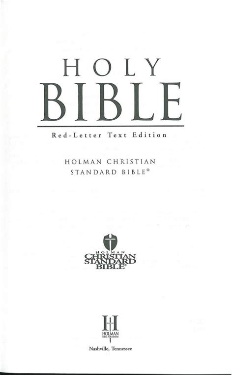 Holman Christian Standard Bible Hcsb Internet Bible Catalog