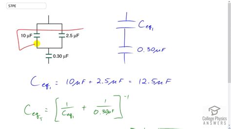 Calculate the equivalent capacitance between the points a and b. OpenStax College Physics Solution, Chapter 19, Problem 57 ...