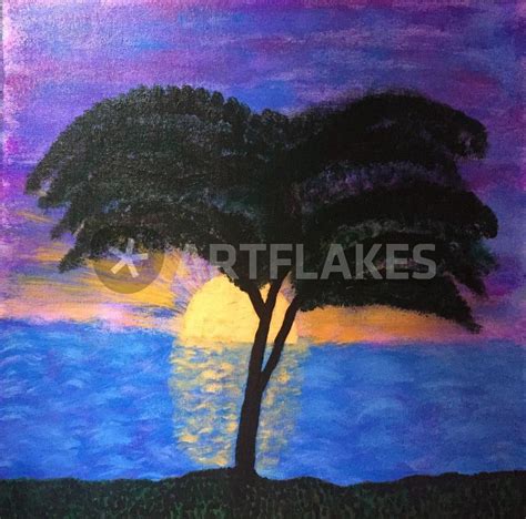 Purple Sunset Painting Art Prints And Posters By Giart Artflakescom