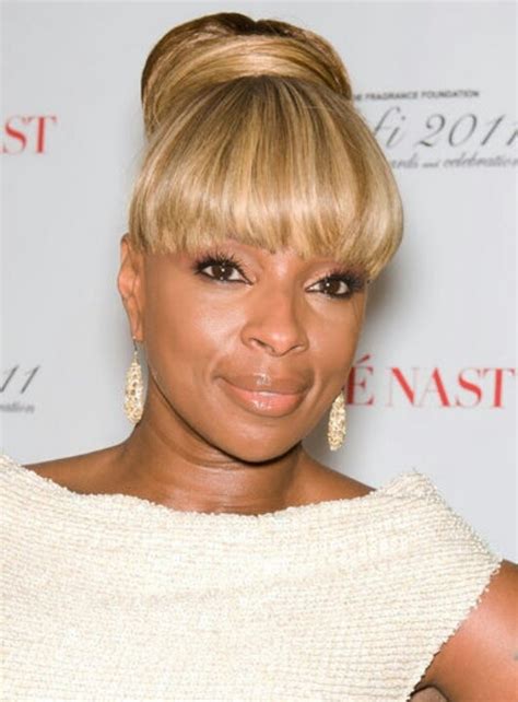 mary j blige with bangs and updo pretty color mary j haute hair betty shabazz