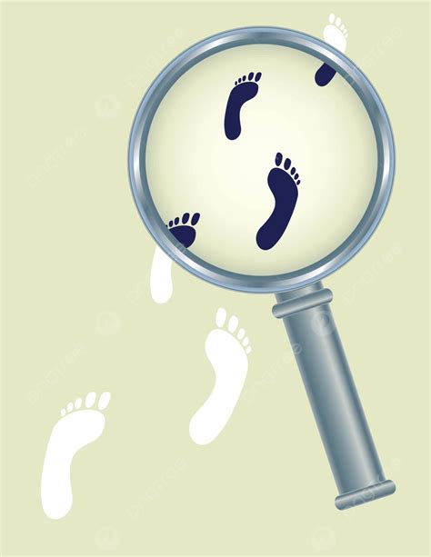 Footprints Under Magnifier Glass Track Detective Human Vector Track