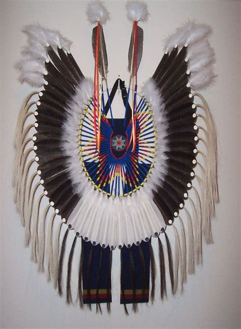 Northern Traditional Dance Bustle Sunburst On Blue Field Beaded Rosette Native American