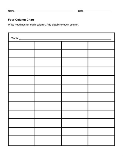 10 Best Free Printable 4 Column Sheet