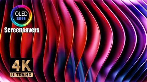 Abstract Screensaver Red Blue Waves No Sound 10 Hours 4k