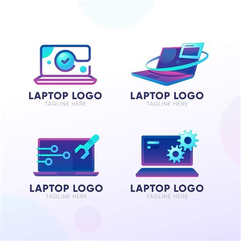 Gradiënt Laptop Logo Set Gratis Vector
