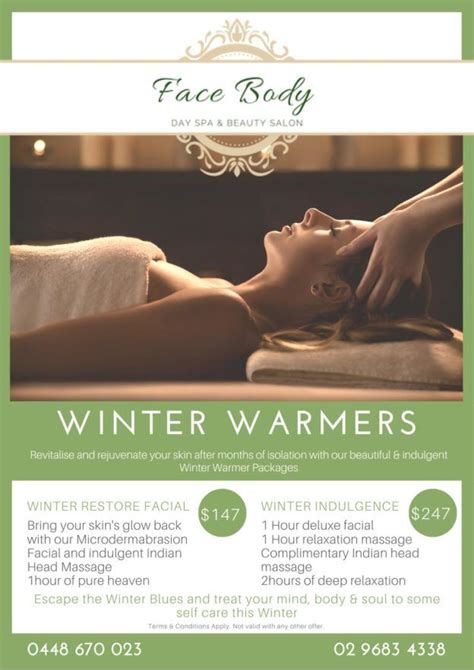Winter Warmer Packages Spa Day Face And Body Relaxing Massage