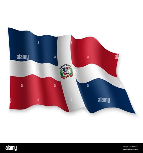 3d Realistas Ondeando La Bandera De La República Dominicana Sobre Fondo