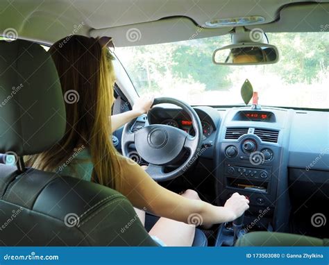 Young Woman Driving A Car Stock Photo Image Of Beautiful 173503080