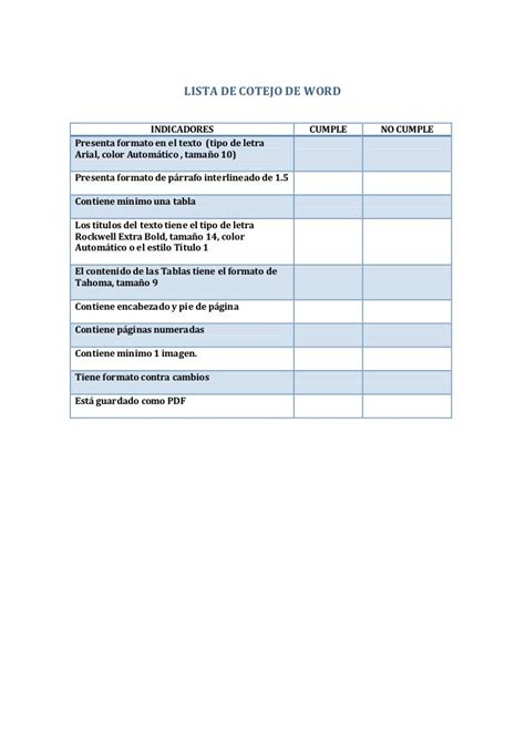 Contrato De Asociación En Participación Lista De Cotejo En Excel Para