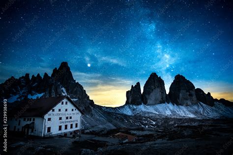 Milky Way On Tre Cime Di Lavaredo Alps Italy Stock Photo Adobe Stock