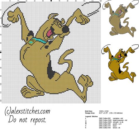 Free cross stitch patterns cartoon characters. Scooby Doo character from cartoon Scooby Doo free cross ...