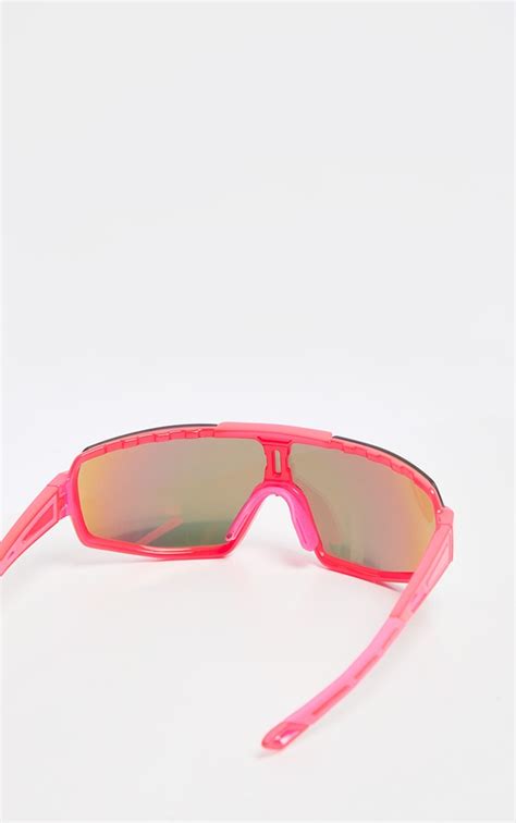 Neon Pink Revo Sports Visor Sunglasses Prettylittlething