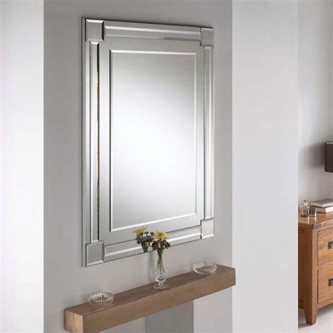 Bevelled Contemporary Rectangular Silver Wall Mirror | HomesDirect365