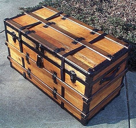 345 Restored Antique Steamer Trunks All Wood Leather And Pressed Tin