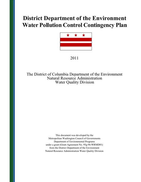 Water Pollution Control Contingency Plan Docslib