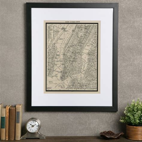 Vintage New York City Map Framed Print On Glass Nyc Map Chicago Map