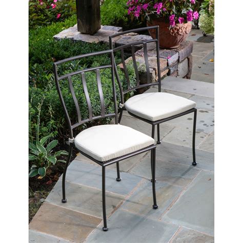 Set Of 2 Wrought Iron Outdoor Patio Bistro Chairs With Cushions