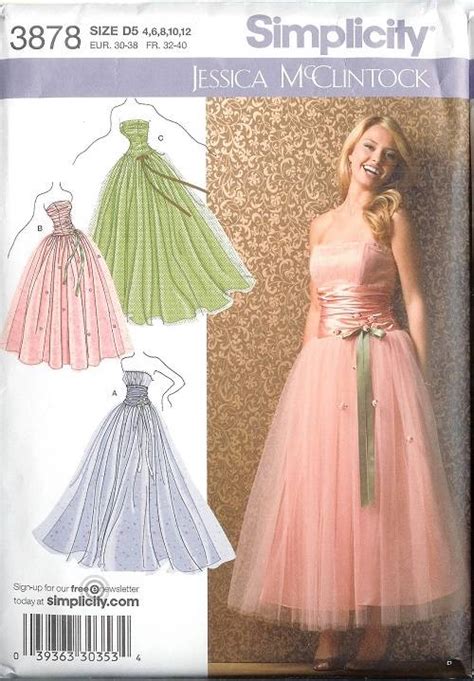 Simplicity Sewing Pattern Bridal Evening Gown Bridesmaid Prom Party