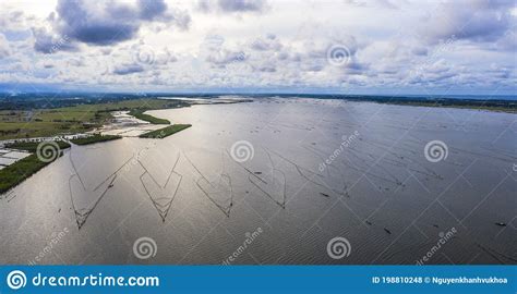 Aerial View Of Boats In Tam Giang Lagoon Near Hue City Vietnam Stock