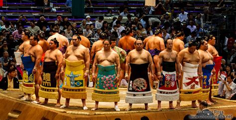 Japan Sumoentrance Of The Highest Ranked Makuuchi Fighters At The