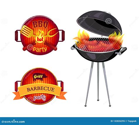 Bbq Party Barbecue Icons Set Vector Illustration Stock Vector