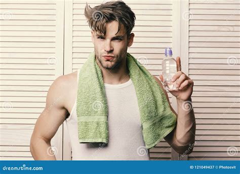 Athlete With Strong Muscles After Morning Shower Stock Image Image Of