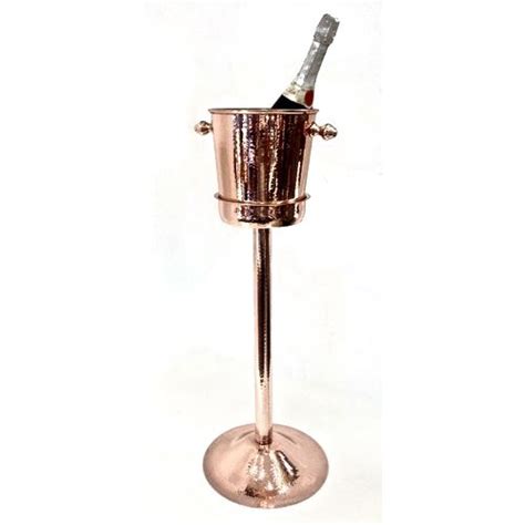 Metal Kraft Copper Finished Hammered Champagne Bucket W Stand Id