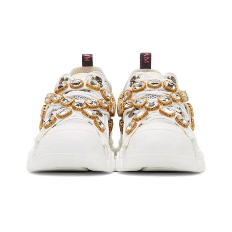 Lyst Gucci White Removable Crystals Flashtrek Sneakers In White For Men