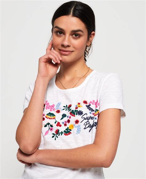 Superdry Lexi Embroidered T Shirt Womens T Shirts