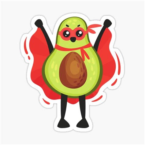 The Cutest Avocado Ever Avocado Super Hero Sticker For Sale By