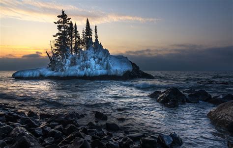 Wallpaper Winter Morning Lake Superior Images For Desktop Section