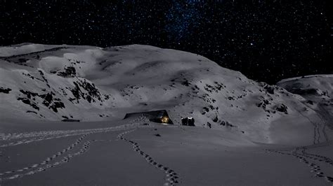 Download Wallpaper 2560x1440 Night Snow Mountains