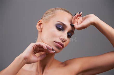 Beautiful Young Woman With Bright Make Up Stock Image Image Of Fresh