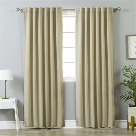Quality Home Linen Print Room Darkening Curtains Beige 52 X 72