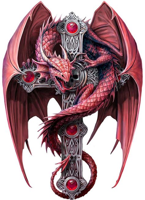 Large Dragon Cross Anne Stokes Auto Sticker 10 X 14 Inch Epic Vision