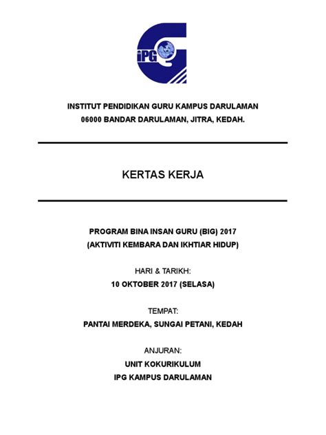 Pada pembahasan kali ini kita akan membahas mengenai kertas kerja, berikut pembahasannya. Kertas Kerja BIG