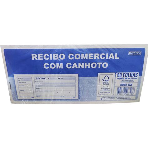 Recibo Comercial Com Canhoto C50 Folhas 200mmx91mm São Domingos